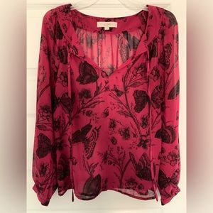 Loft butterfly sheer blouse